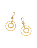 Private Consigner Circle and White Diamond Dangle Earrings in 24k Gold