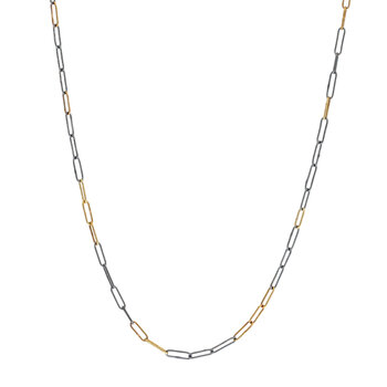 Handmade Chain in Oxidized Silver and 18k Gold