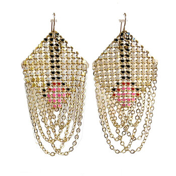 Maral Rapp Swagged Lantern Earrings - Hanging Rose
