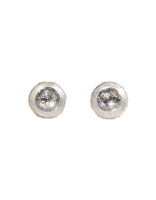 Salt & Pepper Diamond Post Earrings in Sand-Textured Platinum
