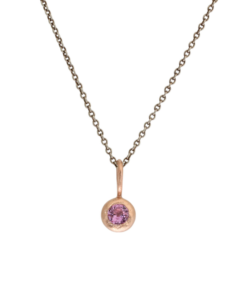 Organic Bezel Pink Sapphire Pendant in 14k Rose Gold