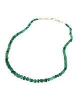 Emerald Bead Necklace with 18k Gold Beads and Handmade Chain