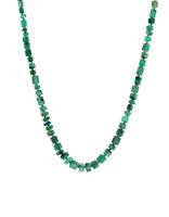 Emerald Bead Necklace with 18k Gold Beads and Handmade Chain