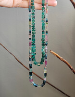 Emerald Bead Necklace with 18k Gold Beads and Handmade Chain
