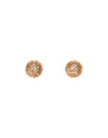 Textured Cup Post Earrings in 14k Gold with Cognac Diamonds