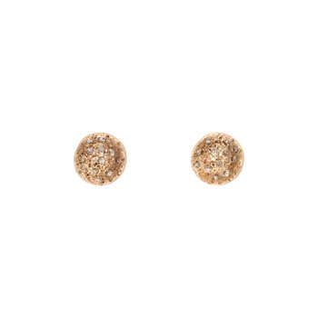 Textured Cup Post Earrings in 14k Gold with Cognac Diamonds
