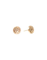 Textured Cup Post Earrings in 14k Gold with Cognac Diamonds