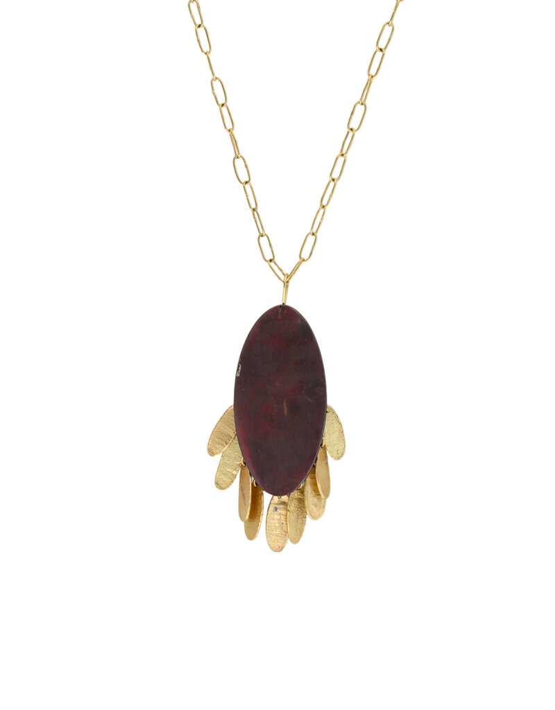Laura Lienhard Petal Pendant in Shibuichi and 18k Gold