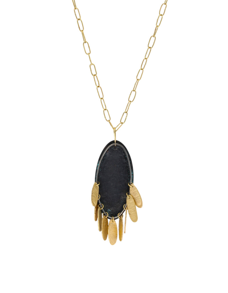 Laura Lienhard Petal Pendant in Shibuichi and 18k Gold