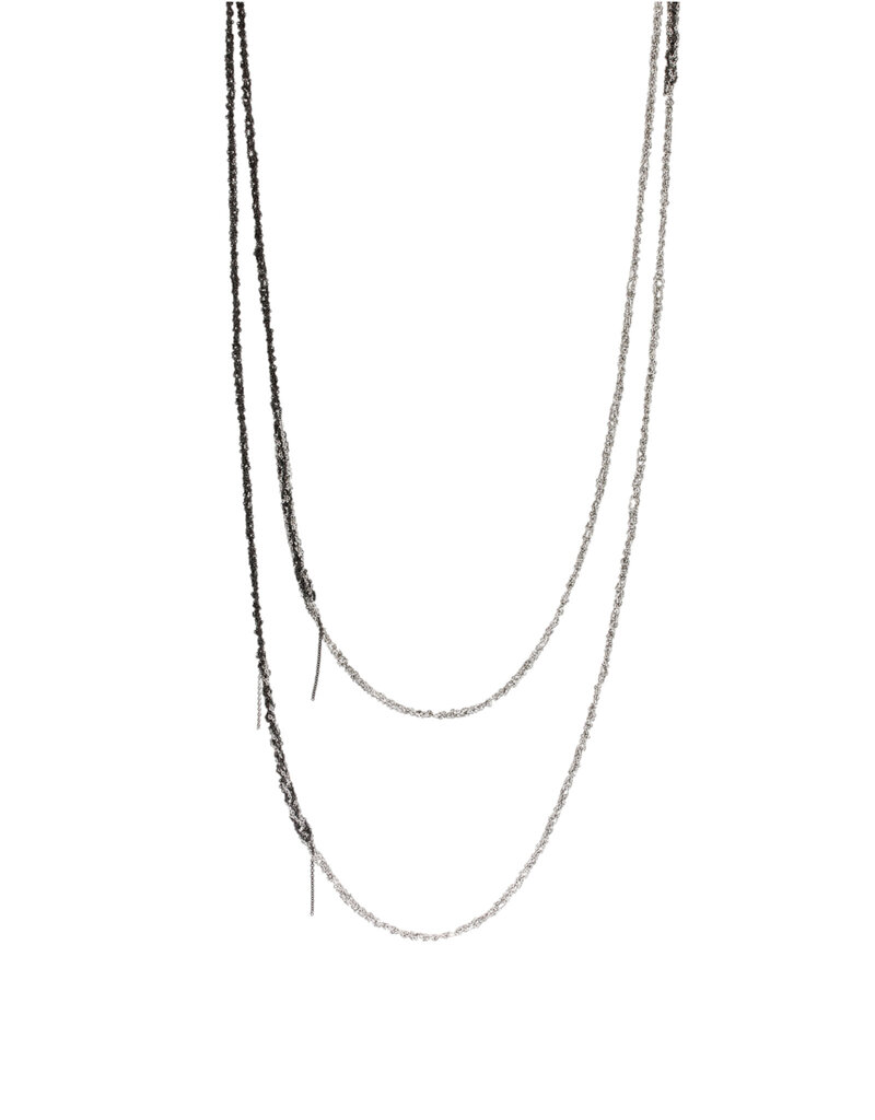 4-Tone Simple Necklace in Ash 7A & Charcoal 8B - 60"