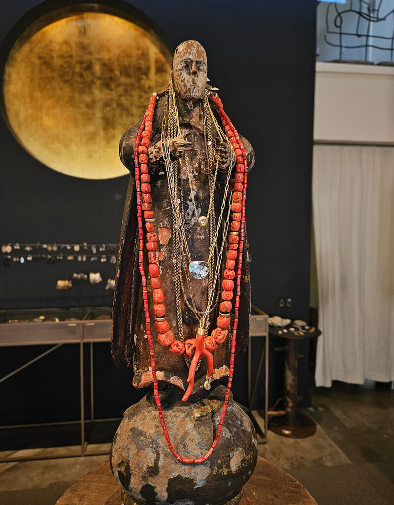 Red Coral Necklace with 18k Gold Beads