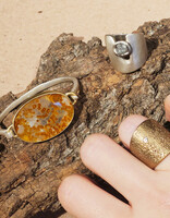 Textured Cuba Ring in Bronze with 2.5 mm White Sapphire