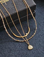 Curved Sand Necklace with Diamonds in 18k Yellow Gold