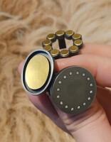 Open Gold Circle Dot Ring in Oxidized Silver and 22k Bi-Metal