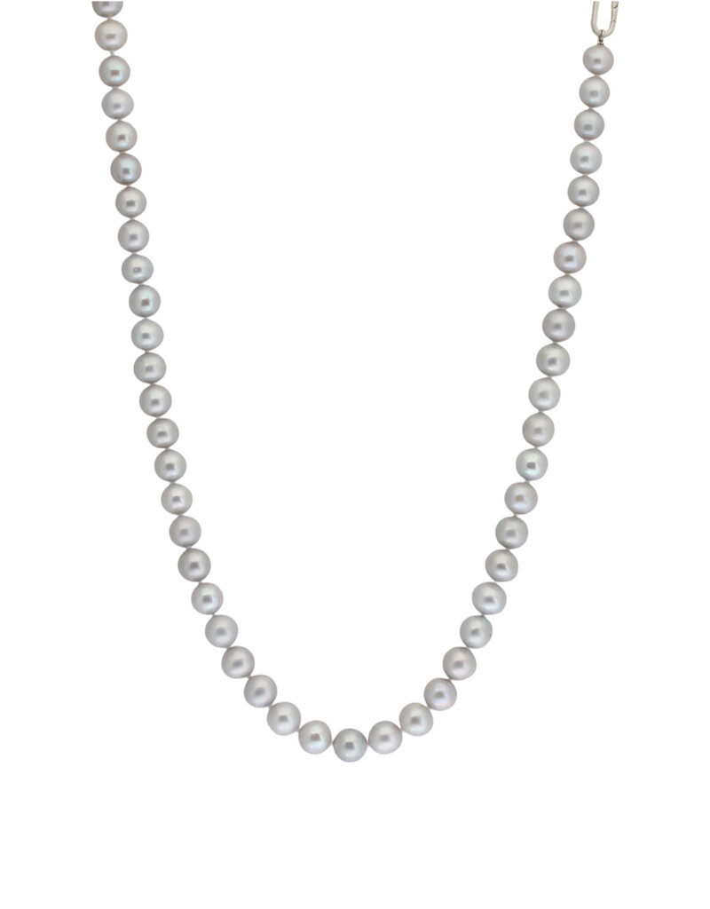 Tracy Conkle Grey Pearl Link Necklace in Sterling Silver 26"
