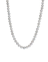 Tracy Conkle Grey Pearl Link Necklace in Sterling Silver 26"