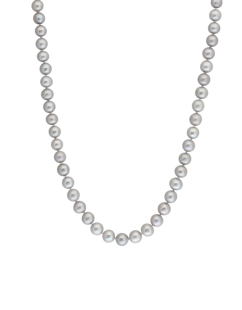 Tracy Conkle Grey Pearl Link Necklace in Sterling Silver 26"