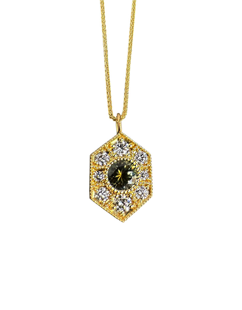 Lauren Ramirez Large Wyatt Sapphire Necklace in 18k Yellow Gold