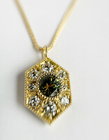 Lauren Ramirez Large Wyatt Sapphire Necklace in 18k Yellow Gold