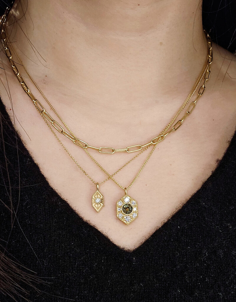 Lauren Ramirez Large Wyatt Sapphire Necklace in 18k Yellow Gold