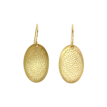 Chased Oval Earrings in 18k Fairmined Yellow Gold