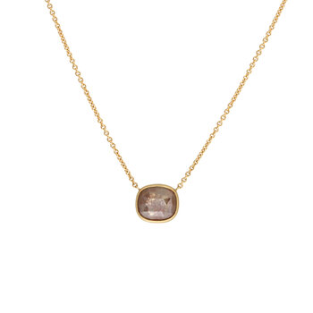 Horizontal Rustic Rosecut Diamond Pendant in 18k Gold