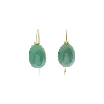 Aventurine Egg Drop Earrings in 18k Gold