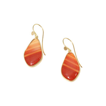 Teardrop Shaped Carnelian Earrings in 18k Gold