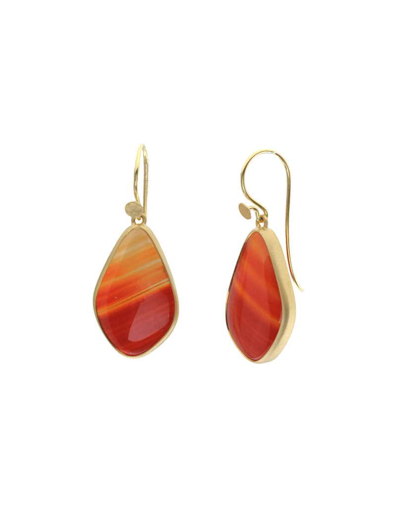 Teardrop Shaped Carnelian Earrings in 18k Gold
