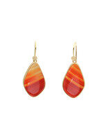 Teardrop Shaped Carnelian Earrings in 18k Gold