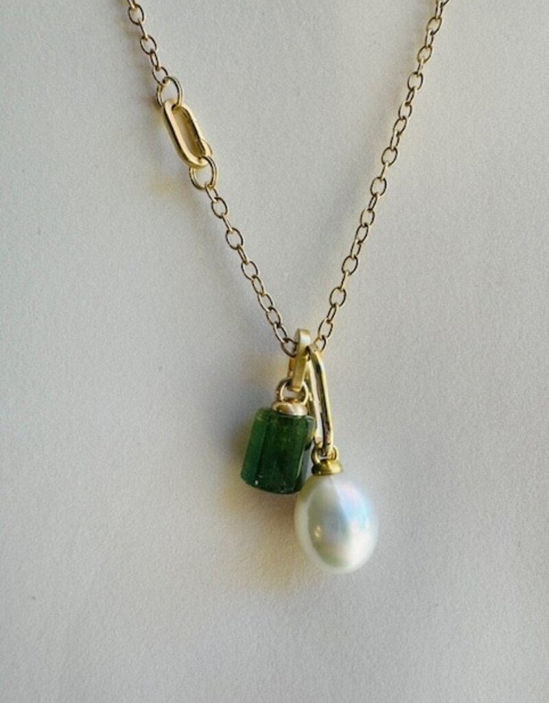 Tracy Conkle 12.5 Carat Green Tourmaline Crystal Pendant in 14k Gold