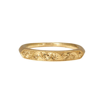 Alice Son Large Engraved Adora Band in 18k Yellow Gold