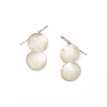 Small Double Dome Earrings in Silver