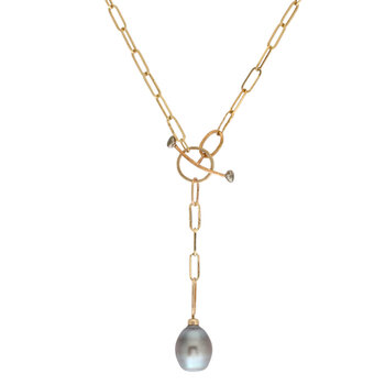 Sacred Vessel Pearl Necklace in 14k Yellow Gold & Silver