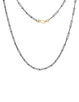 20" - 18 Gauge Elongated Bone Link Chain in Oxidized Silver and 18k Gold