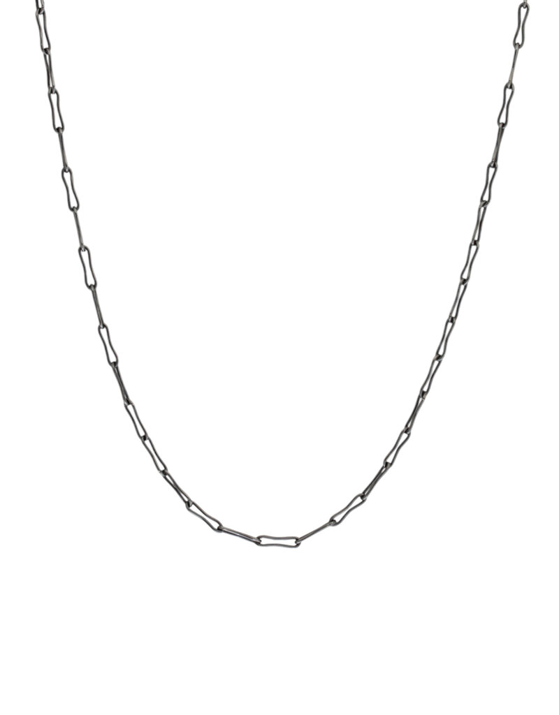 20" - 18 Gauge Elongated Bone Link Chain in Oxidized Silver and 18k Gold
