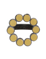 Open Gold Circle Dot Ring in Oxidized Silver and 22k Bi-Metal