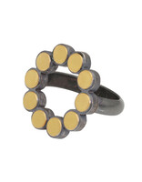 Open Gold Circle Dot Ring in Oxidized Silver and 22k Bi-Metal
