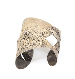 Cuff Bracelet with Grey Diamonds in Patinated Silver