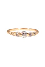 Halo Ring with Seven Graduated Miner's Cut Round Diamonds in 18k Rose Gold