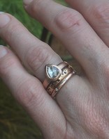 Teardrop White Rose Cut Diamond Ring in 14k Rose Gold