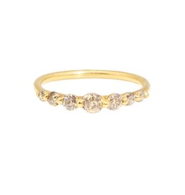 Halo Ring with Seven Graduated Miner's Cut Round Diamonds in 18k Yellow Gold