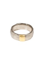 7mm Textured Band in 18k Palladium White Gold and 18k Yellow Gold