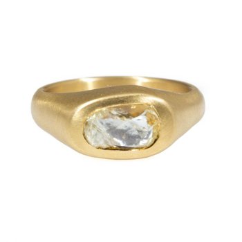 Horizontal Organic Oval Diamond Crystal Ring in 22k