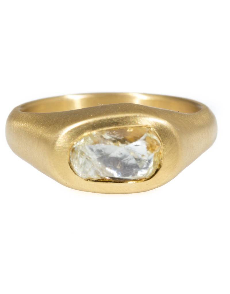 Horizontal Oval Diamond Crystal Ring in 22k Gold Band Ring