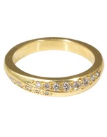 Wave Bead Set Band with White Diamonds in 18k Yellow Gold