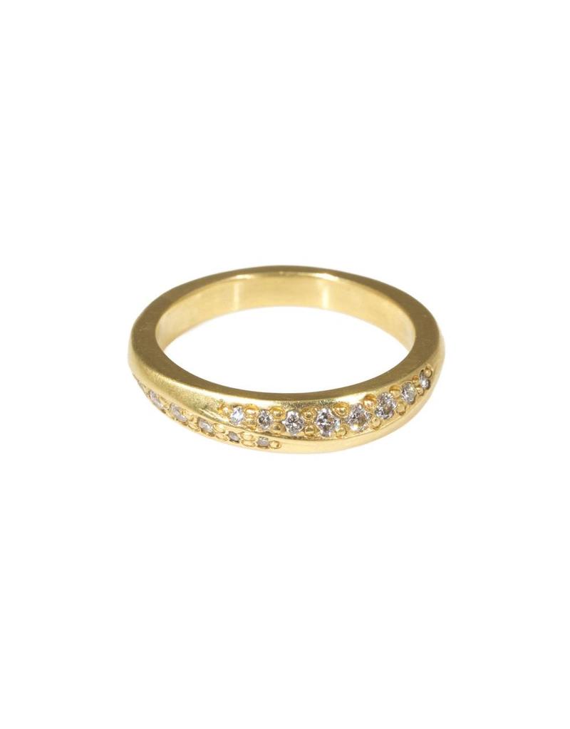 Wave Bead Set Band with White Diamonds in 18k Yellow Gold - Shibumi Gallery