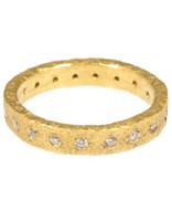 Eternity Diamond Band with Sand Texture and White Diamonds in 22k Gold