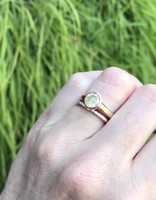 Raised Cup Solitaire with Pale Yellow Diamond in 14k Rose Gold