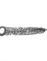 Stacked Oval Chain Bracelet with Diamonds in Oxidized Silver